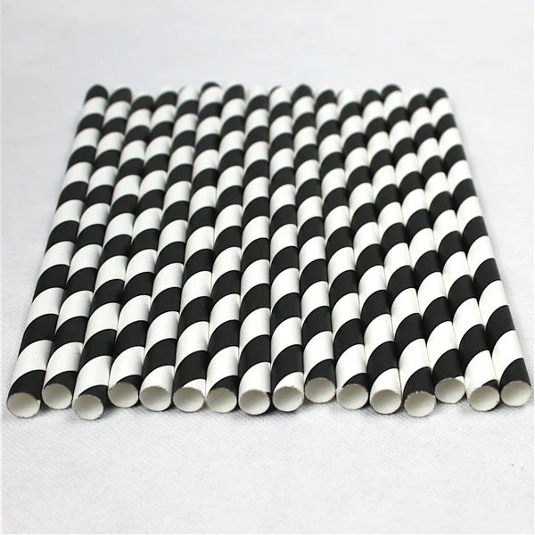 Extra Wide Black & White Smoothie Straws - (Box 200)