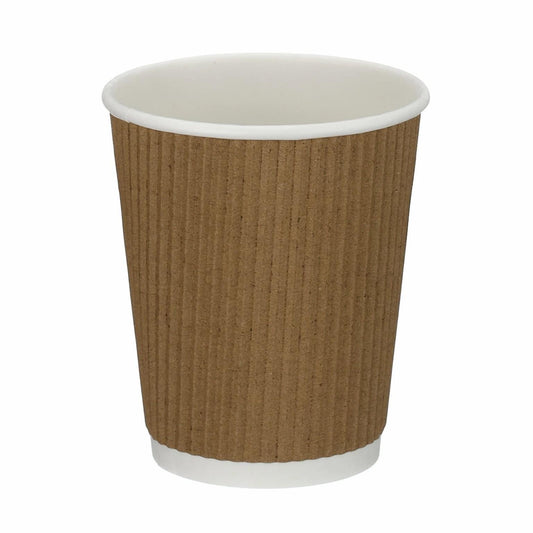 8oz Kraft Ripple Wall Hot Cup (100 or 500 box)