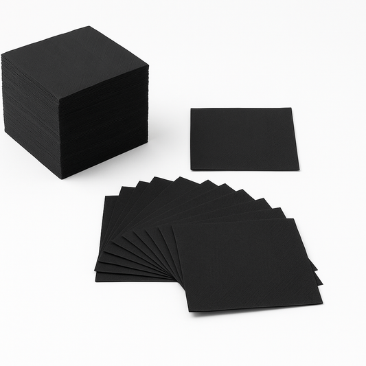2ply Black Cocktail Napkins 23cm x 23cm