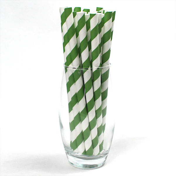 Extra Wide Green & White Smoothie Straws - (Box 200)