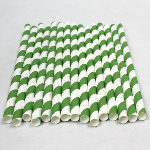 Extra Wide Green & White Smoothie Straws - (Box 200)