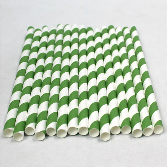 Extra Wide Green & White Smoothie Straws - (Box 200)