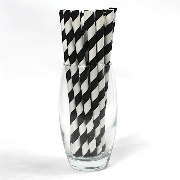 Extra Wide Black & White Smoothie Straws - (Box 200)