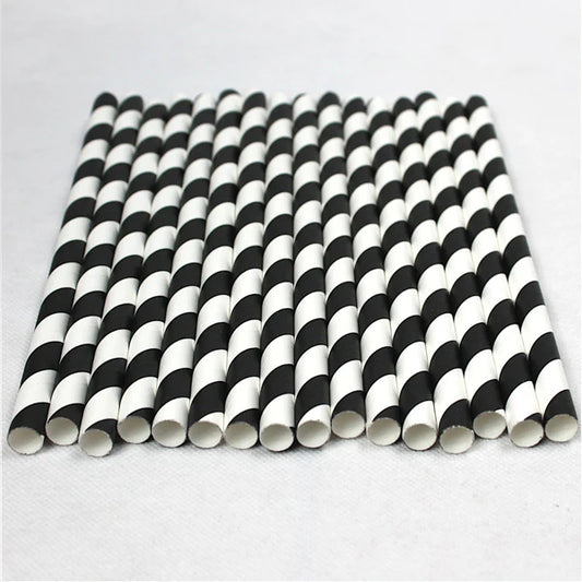Extra Wide Black & White Smoothie Straws - (Box 200)